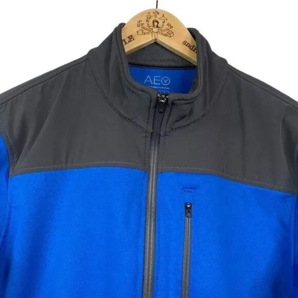 AMERICAN EAGLE MEN'S BLUE/GRAY ZIP UP TRACK‎ JACKET LARGE - Picture 2 of 4